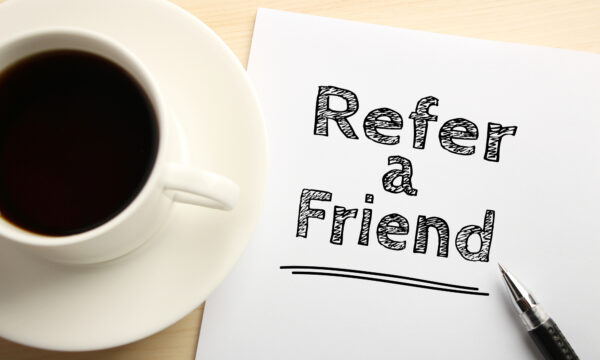 refer a friend stock photo